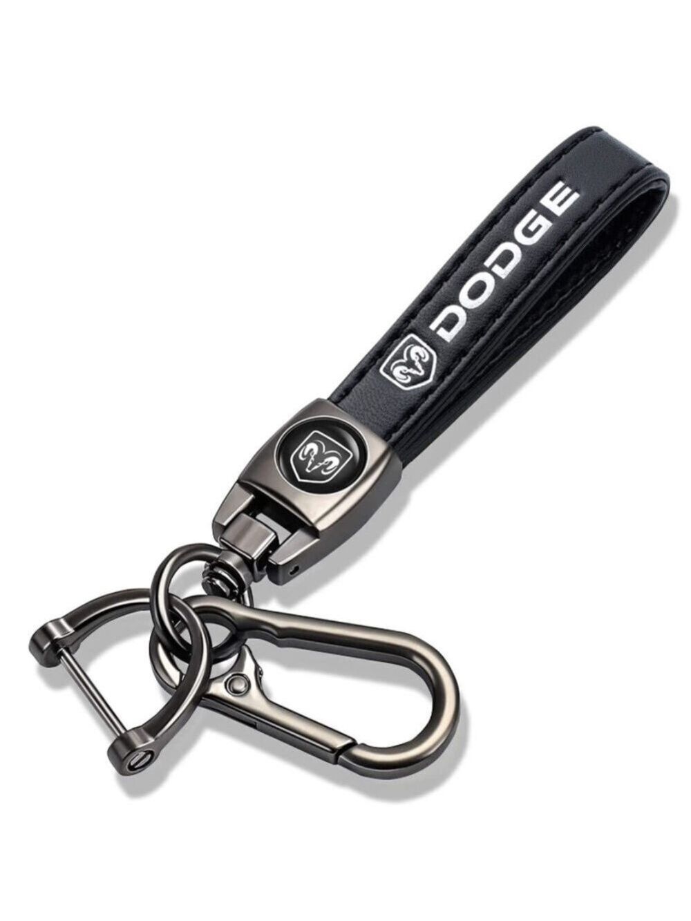 🆕 Dodge Genuine Black Leather Car Keychain Key Chain Fob Ring Holder Accessory